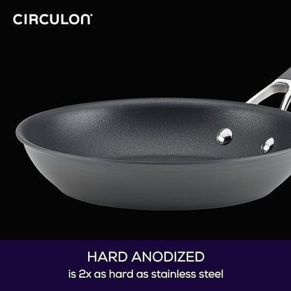 Circulon Radiance Hard Anodized Nonstick Frying / Fry Pan Set / Skillet Set - 8.5 Inch, 10 Inch, and 12.25 Inch , Gray