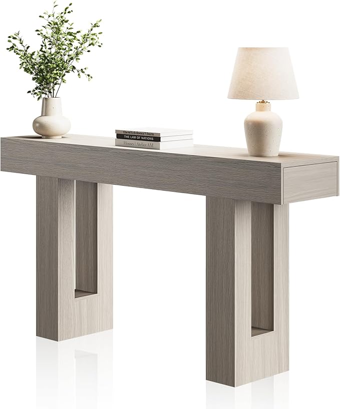 63 Inches Long Console Table for Entryway with Drawers, Wooden Sofa Table Behind Couch, Entry Table for Living Room, Foyer, Hallway, Grey