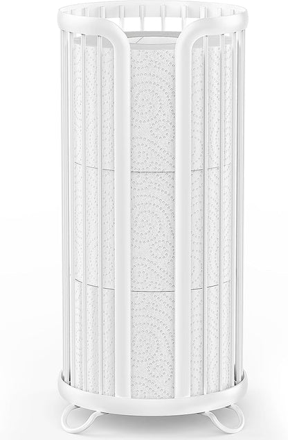 Bunoxea Toilet Paper Holder Stand, Freestanding Toilet Tissue Organizer, Minimalistic Storage Solution, Reserve Mega Rolls-White