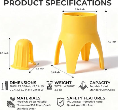 LIIGEMI Corn Stripper & Peeler Tool – Safe, Fast Corn Kernel Remover for Fresh, Cooked & Dry Corn – Non-Slip Handle, Essential Kitchen Gadget for Easy Meal Prep
