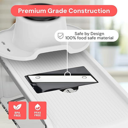 Fullstar Mandoline Slicer for Kitchen, Fruit Cutter, Cheese Grater, Cucumber Slicer, Julienne Peeler, Food Cutter & Kitchen Gadgets & Gifts with Safety Glove (9 in 1, White)