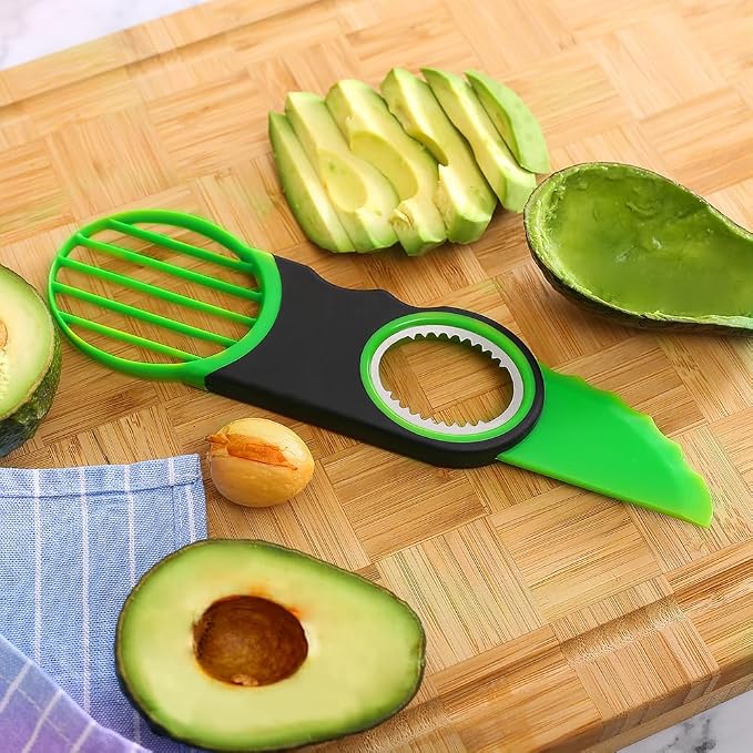 Stainless Steel Avocado Slicer, Corer, and Paring Knife Combo: 3-in-1 Tool - Dishwasher Safe & Heavy Duty