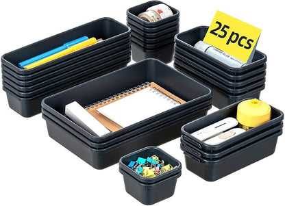 Kutesna 25 PCS Interlocking Desk Drawer Organizer Separator for Office,Bathroom,Kitchen,Makeup,Tool（4 Sizes）