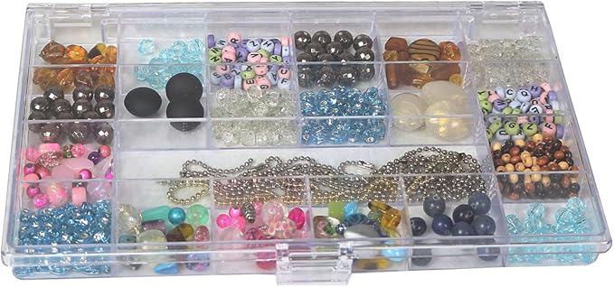 Everything Mary 21-Compartment Bead Storage Box – Clear Organizer for Diamond Painting, Jewelry, Craft Beads & Tools – Durable Plastic Case for Diamond Art, Small Items & DIY Projects