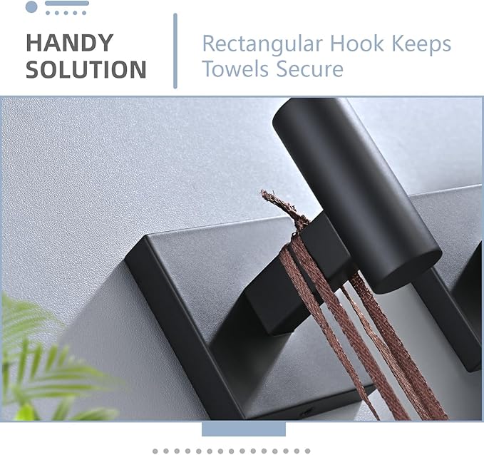 Toilet Paper Roll Holder Stand with 2 Robe Towel Hooks,Wall Mounted Matte Black 3 Piece Bathroom Hardware Set, SUS 304 Stainless Steel, Drilling Hole Bath Accessories (Black)
