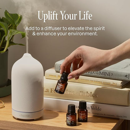 Cliganic Organic Essential Oils Set (Top 5 x 15ml) - 100% Pure Natural - Aromatherapy, Candle Making - Peppermint, Lavender, Eucalyptus, Lemongrass & Orange