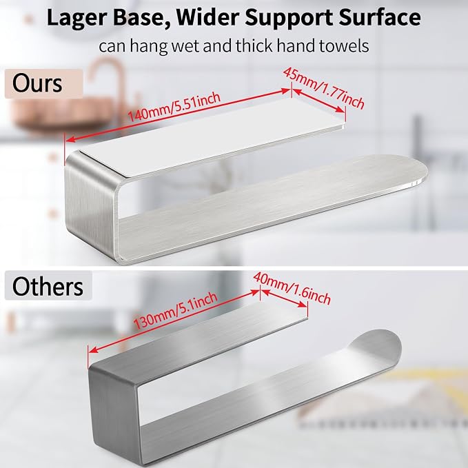 Bethom Adhesive Hand Towel Holder, 8 Inch Bar for Kitchen Cabinet, Brushed | Self Adhesive Hand Towel Racks, Stick on Wall for Bathroom, RV, Aluminum