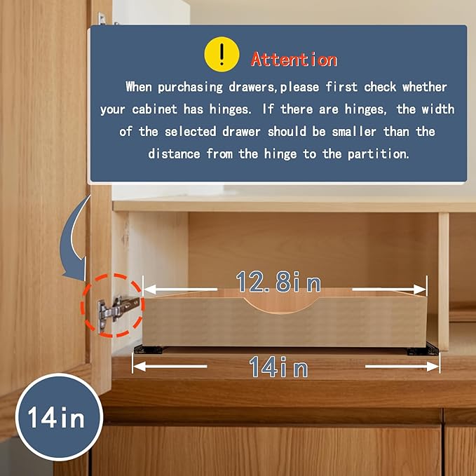 Pull Out Cabinet Drawers - 6x2 Size Options (12-23'W,18-21'D), Pre-Assembled with Soft Close Slides, Solid Beechwood, Easy Installation (14'W x 21'D)