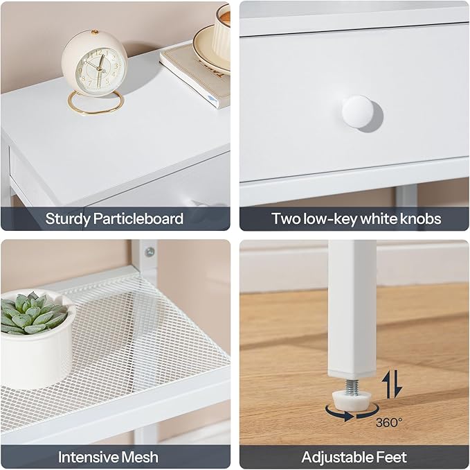 HOOBRO 29.5" Narrow Console Table with 2 Fabric Drawers, Sofa Table, Small Entryway Table with 3-Tier Storage Shelves, Behind Couch Table, for Living Room, Hallway, White WW72XG01G1