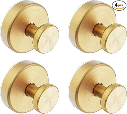 Bntuk Suction Cup Hooks for Shower, Removable Towel Hooks for Bathroom Window Glass Door Wall, Bath Robe Looafh Hook for Hanging - 4 Pack, Gold