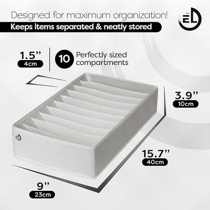 Drawer Organizer Clothes - 3 Set Multipurpose Dresser Drawer Organizer for Adults & Kids, Closet Foldable 10 Cells per Organizer - Non-Woven Fabric, T-Shirts, Baby Clothes, Shorts Organizer - White
