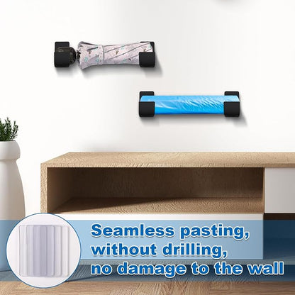 4pcs 2.5 Inch Small Trash Bag Holder, Plastic Trash Bag Dispenser Roll Holder Wall Mount Shopping Grocery Roll Organizer for Cabinet Kitchen Organization and Storage Rack (Black)