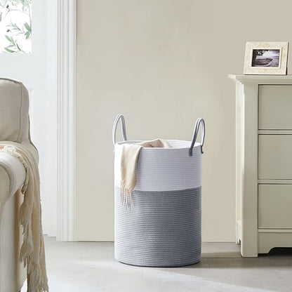 Cotton Rope Laundry Hamper by YOUDENOVA, 72L - Woven Collapsible Laundry Basket - Clothes Storage Basket for Blankets, Laundry Room Organizing, Bedroom Storage, Clothes Hamper – Grey