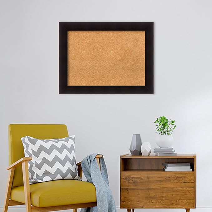 Amanti Art Natural Cork Board for Wall, 26x34 Vision Board with Brown Wood Frame, Medium Corkboard Office Decor for Home Organization, Rustic Farmhouse Corkboard Pinboard to display items for home