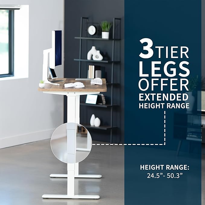 VIVO Electric 55 x 28 in Dual Motor Sit Stand Desk, Memory Height Adjustment, 2B Series, Reclaimed Wood Top White Frame, DESK-KIT-2W55P