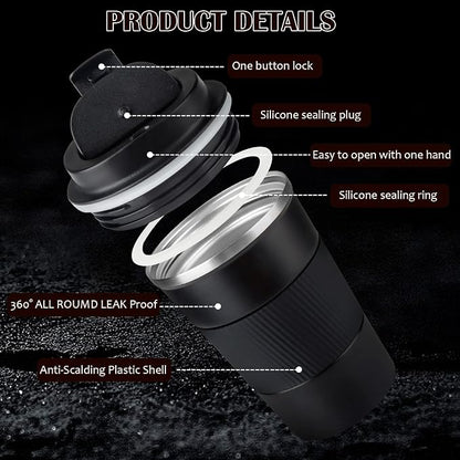 CS COSDDI 12 oz Stainless Steel Vacuum Insulated Tumbler - Coffee Travel Mug Spill Proof with Lid - Coffee Cups for Keep Hot/Ice Coffee,Tea and Beer
