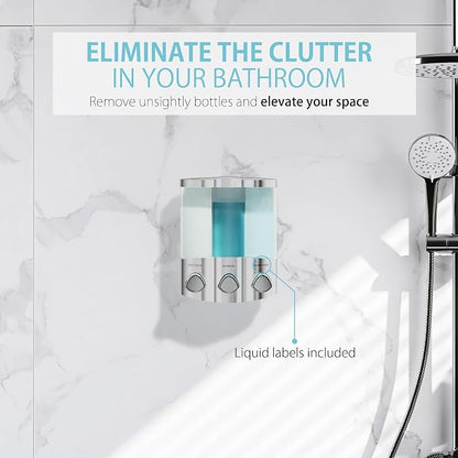 Better Living Products 76344-1 Euro Series TRIO 3-Chamber Soap and Shower Dispenser, Chrome