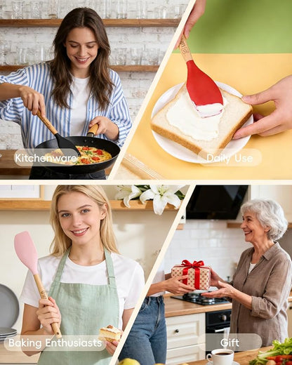1Pcs Silicone Spatula for Cooking Baking, Personalized kitchen Utensils with Wooden Handle, Non-Stick Heat Resistant Scraper (CUSTOM Name Pattern), Baking Mixing Rubber Tool