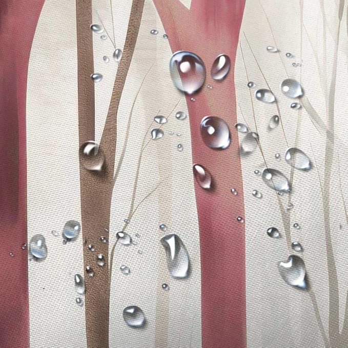 MERCHR Brown Red Tree Fabric Shower Curtain, Art Style Abstract Birch Forest Rustic Wood Polyester Fabric Waterproof Bath Curtain, Farmhouse Bathroom Shower Curtains with Hooks 60X72 Inch