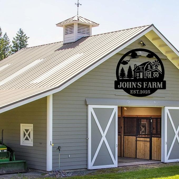 Custom Large Farm Sign Metal Ranch Sign Outdoor Personalized Farm and Ranch Signs Metal Barn Windmill Sign Barn Art Large Rustic Sign Wedding Gift Outdoor