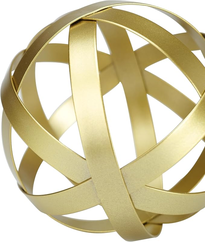 BYHER Gold Decor for Living Room Bedroom Bookshelf Coffee Table, Modern Style Figurine Decorative Ornaments Home Decor for Shelves (4.5" Modern Decorative Ball)