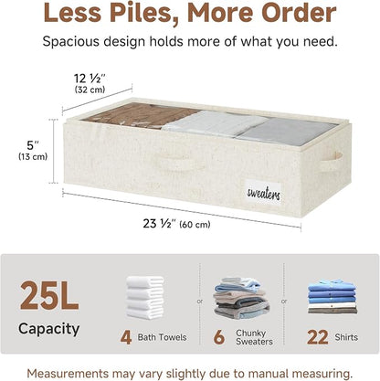 StorageWorks Under Bed Storage Containers - Underbed Storage with Handles and Label Holder, 2 Pack Ultra-thick Fabric Underbed Bins, Closet Organizer for Clothes, Blankets, Sweater