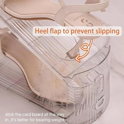 shoe slots organizer, Clear Shoe Stacker, Adjustable Level Shoe Rack,Storage Space Saver for Sneakers Display (Transparent, 10Pack)