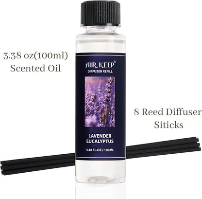 Airkeep Reed Diffuser Oil Refill/Jasmine Lily/3.38 oz / 1 Pack/Air Freshener & Aromatherapy Essential Oil Blend for Home Fragrance – Scented Refill Oil for Bathroom, Bedroom & Home Decor