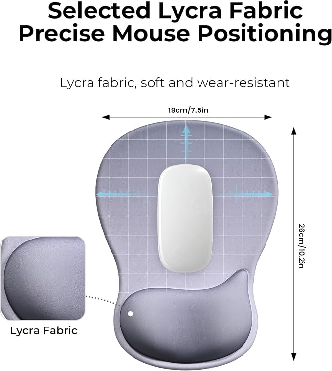 EooCoo Ergonomic Mouse Pad with Gel Wrist Rest Support Middle Concave Design, Relieve Wrist Pain Mousepad, Non-Slip Base for Laptop, Computer, Office Desk Accessories, Carpal Tunnel Syndrome Grey