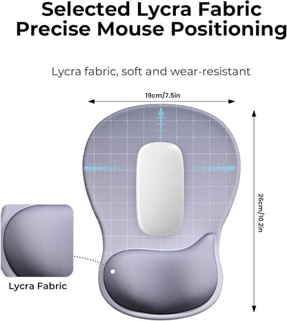 EooCoo Ergonomic Mouse Pad with Gel Wrist Rest Support Middle Concave Design, Relieve Wrist Pain Mousepad, Non-Slip Base for Laptop, Computer, Office Desk Accessories, Carpal Tunnel Syndrome Grey