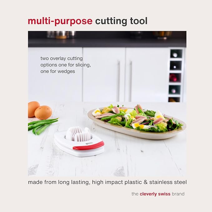 ZYLISS Egg Slicer - Non Slip, Egg Cutter and Wedger with Built in Shell Piercer