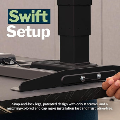 Vari ComfortEdge 60x30 Inch Adjustable Electric Standing Desk – Limited Edition Sit Stand VariDesk with Memory Presets & Sloped Front Edge + Tool-Free Assembly (Black Marble/Black Legs)