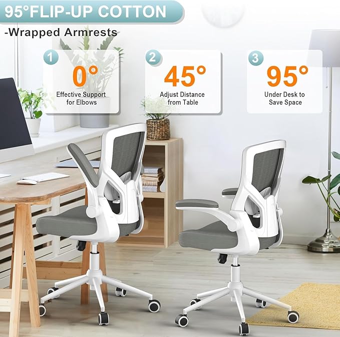 Office Chair, High Back Desk Chair Adjustable Height and Ergonomic Design Home Office Computer Chair, Executive Lumbar Support Padded Flip-up Armrest Office Chair