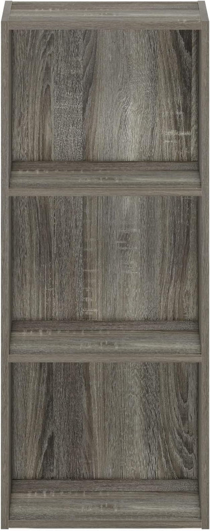 Furinno LUDER Book Shelf, 3-Cube Bookshelf, Bookcase with Open Shelves, 9.3 x 12 x 31.5, for Living Room, Bedroom, Home Office, French Oak