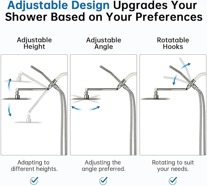 G-Promise All Metal 10" Dual Square Shower Head Combo | Rain Shower Head | Handheld Shower Wand | Adjustable | 3-Way Diverter | 71" Extra Long Hose - A Bathroom Upgrade(Brushed Nickel)