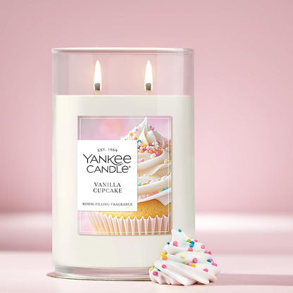 Yankee Candle Large Tumbler Scented Candle with up to 80 Hour Burn Time, Premium Plant Wax Blend for Consistent Burn, 20 oz Tumbler Candle with Room Filling Fragrance, Vanilla Cupcake