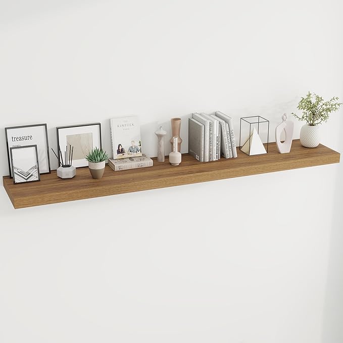 Dreamland 72 Inches Floating Shelves for Wall, 9.8" Deep Long Floating Shelves Set of 1, Large Display & Storage Shelf, Wall Shelf for Bathroom Bedroom Living Room Kitchen Office, Walnut