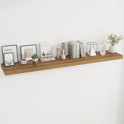 Dreamland 72 Inches Floating Shelves for Wall, 9.8" Deep Long Floating Shelves Set of 1, Large Display & Storage Shelf, Wall Shelf for Bathroom Bedroom Living Room Kitchen Office, Walnut
