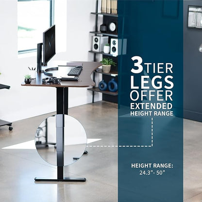 VIVO Electric 63 x 32 in Dual Motor Standing Desk, Memory Height Adjustment, 2B Series, Dark Walnut Top Black Frame, DESK-KIT-2B1D
