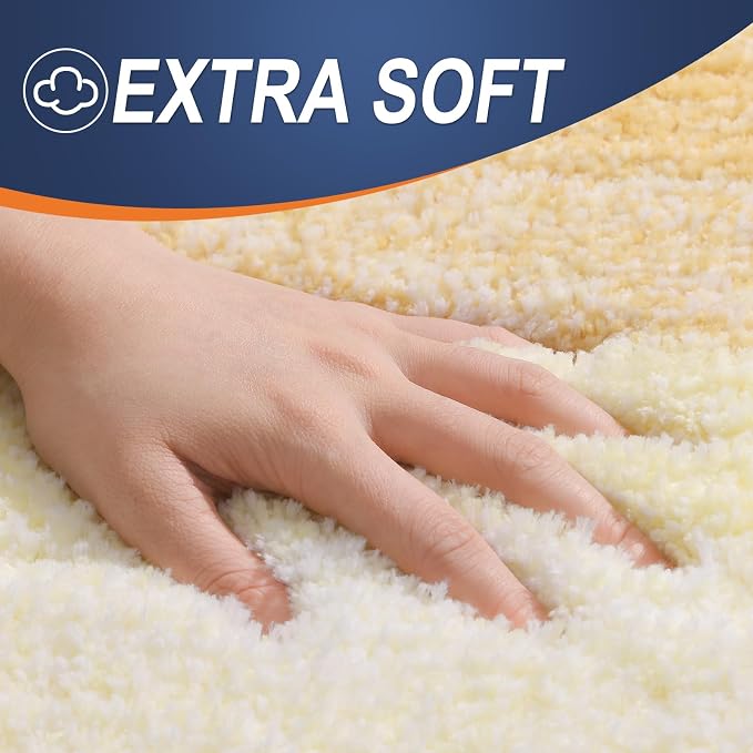 OLANLY Bathroom Runner Rugs Mat 47x24, Extra Soft Absorbent Microfiber Bath Rug, Rubber Backing, Quick Dry, Washable Long Bath Mats for Bathroom, Tub and Shower, Home Decor Accessories, Light Yellow