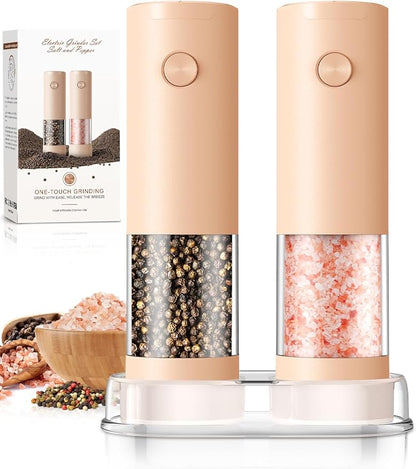 Electric Salt and Pepper Grinder Set Automatic Battery Pepper Mill Shakers Adjustable Coarseness Upgraded Larger Capacity with Led Home and Kitchen Appliances Birthday Gifts for Women Mom