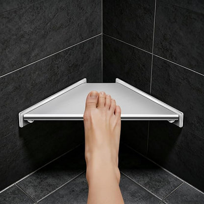 Corner Shower Foot Rest for Shaving Legs, Wall Mounted Shower Step & Shower Shelf 2 in 1, Stainless Steel Shower Foot Ledge, Heavy Duty Corner Shelf for Bathroom, Space Saving Design, Brushed Nickel