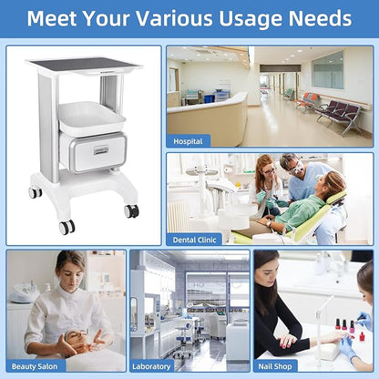 Portable Professional Medical Trolley Cart Load 130 Lbs with Drawers and Silent Wheels for Beauty SPA Home Hospital Office Medical Clinic