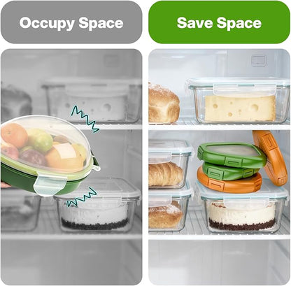 Reusable Avocado Food Saver and Orange Fruit Containers - Fridge Pods Storage Box Made of Silicone for Your Vegetables and Fruits like Onions, Tomatos and Lemons (4 PCS)