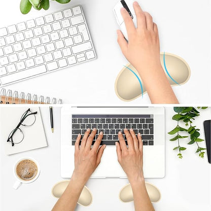 Dapesuom Mouse Wrist Rest, Ergonomic Memory Foam Mouse Wrist for Computer Desk Mats Support, PU Leather Hand Rest Pad Cushion for Gaming, Laptop, Men, Women, Pain Relief & Easy Typing, Colonial White
