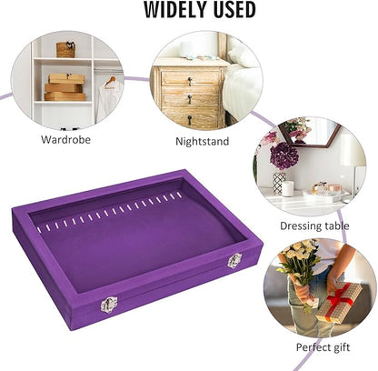 Vicoter Velvet Necklace Display Jewelry Tray 20 Hook Necklace Tray Necklace Pendant Jewelry Tray for Women and Girls