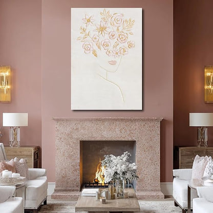ZENPEE Pink Abstract and White Modern Wall Art – Neutral Tones Canvas Painting for Living Room, Bedroom, Office – Textured Artwork – 32x48 Inch