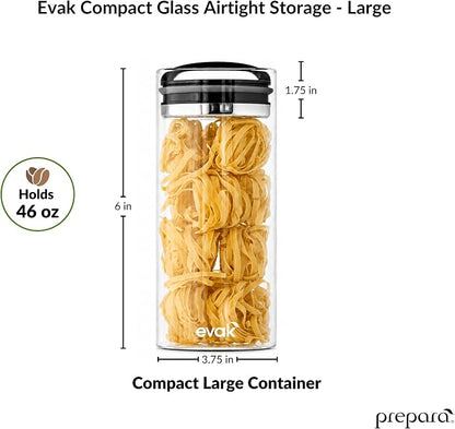 Prepara Evak Compact Glass Food Storage, Large, Black