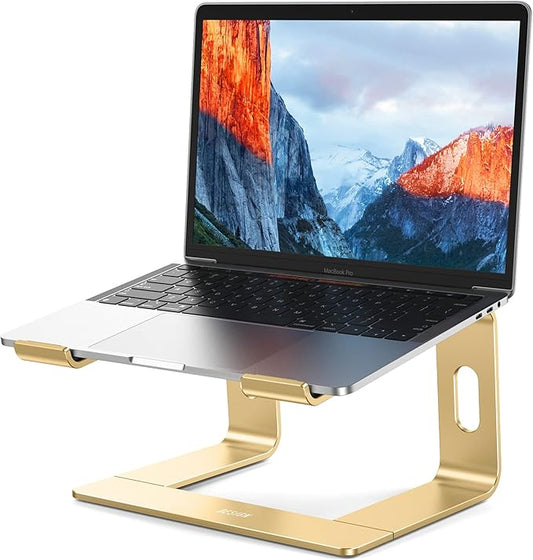 BESIGN LS03 Aluminum Laptop Stand, Ergonomic Detachable Computer Stand, Notebook Riser, Laptop Mount Compatible with Air, Pro, Dell, HP, Lenovo More 10-15.6" Laptops, Gold