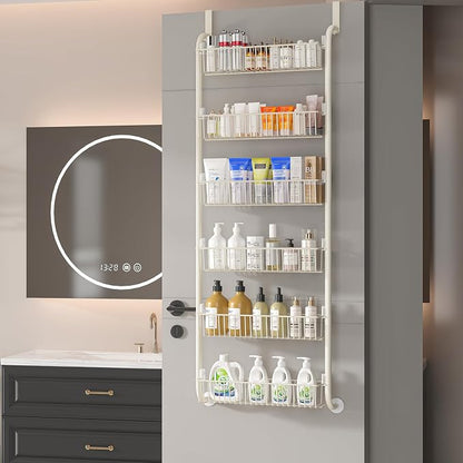 MIAOLI Over the Door Pantry Organizers and Storage, 6-Tier Spice Rack, Home & Kitchen Storage Shelves for Cabinet, Large Capacity Hanging Seasoning Organizer, Laundry Room Organization, White